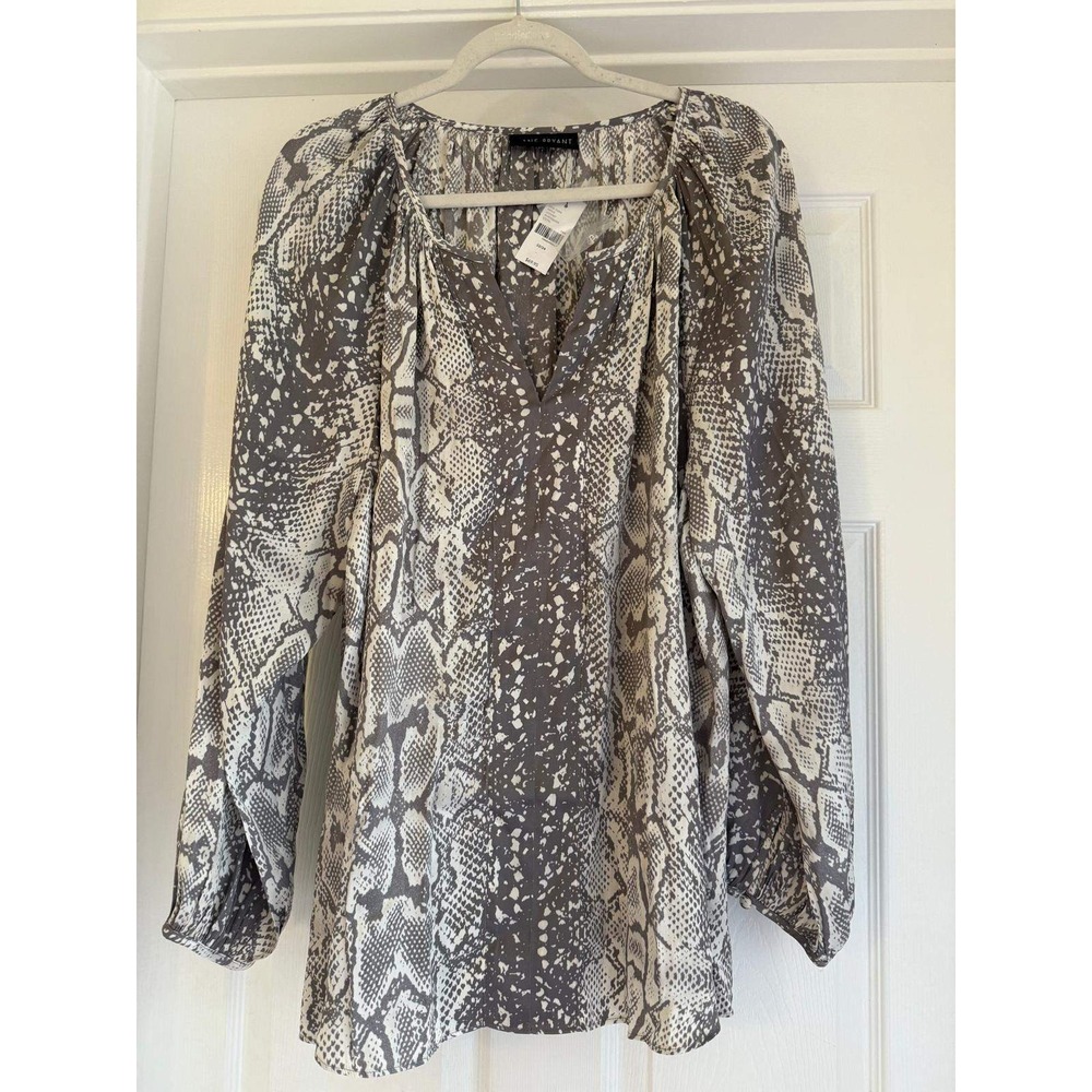 Lane‎ Bryant Snake Print Peasant Blouse NWT Gray White Plus Size 22/24